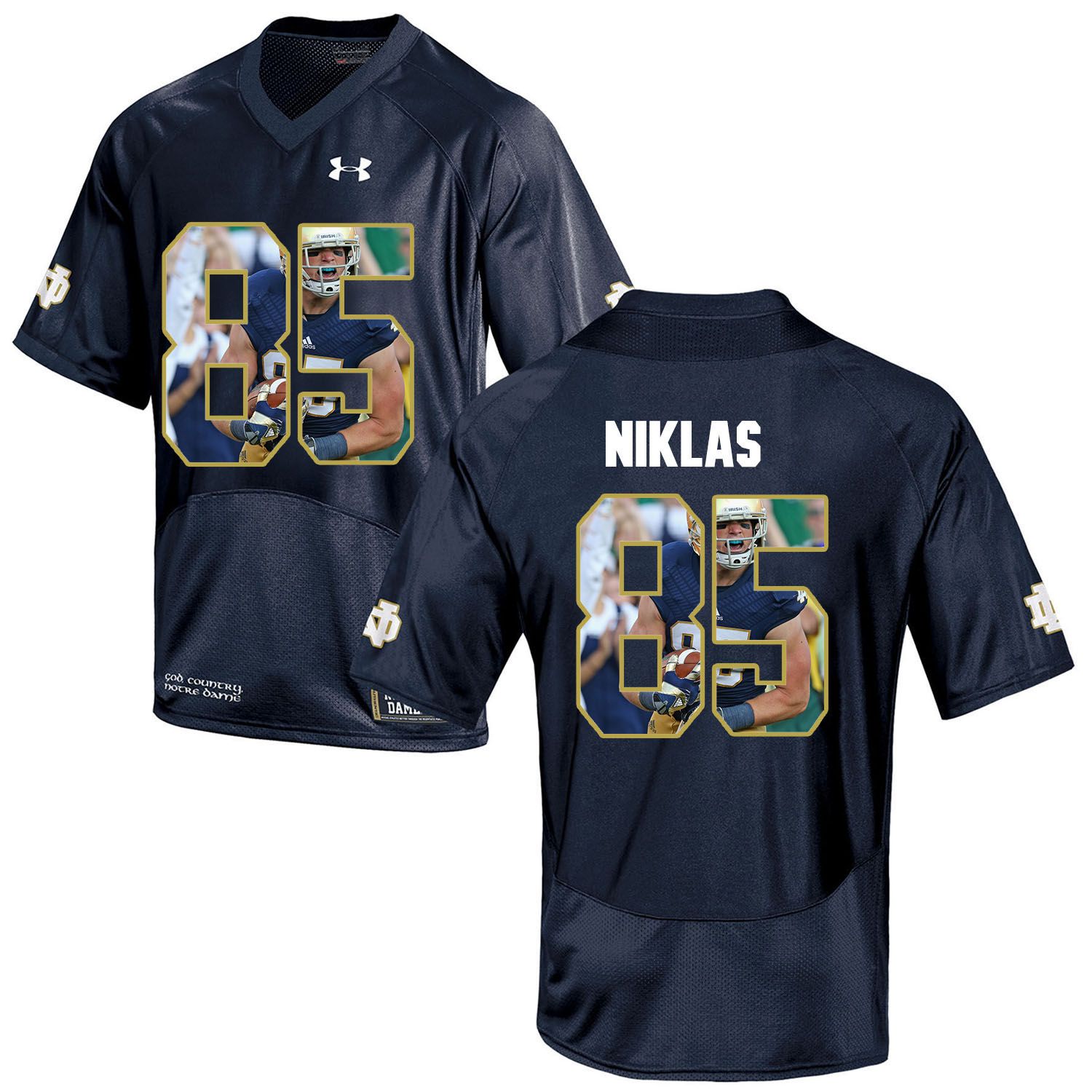 Men Norte Dame Fighting Irish 85 Niklas Navy Blue Fashion Edition Customized NCAA Jerseys